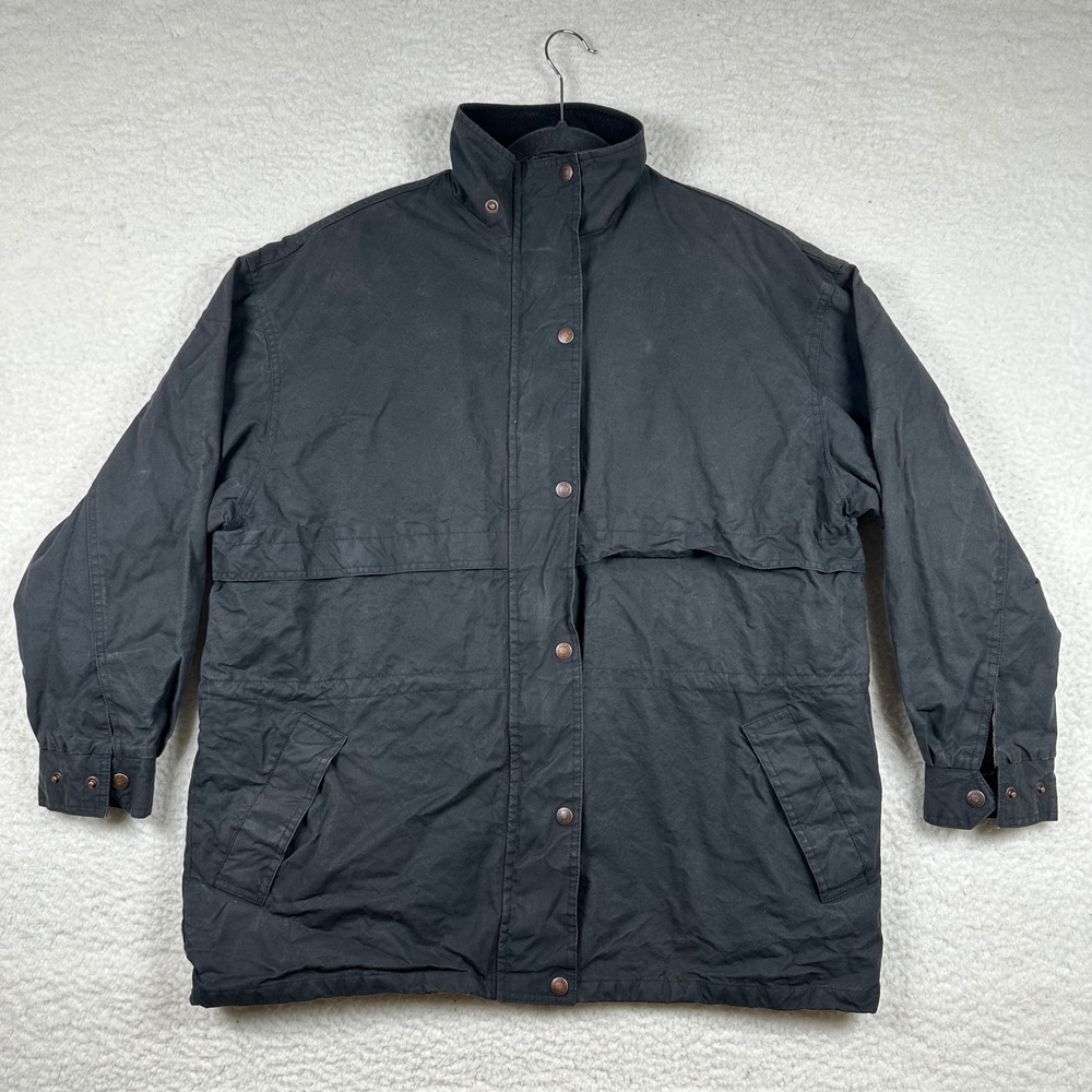 Australian Outback Collection Oilskin Jacket Mens Plaid Lined Waxed L Barn Coat